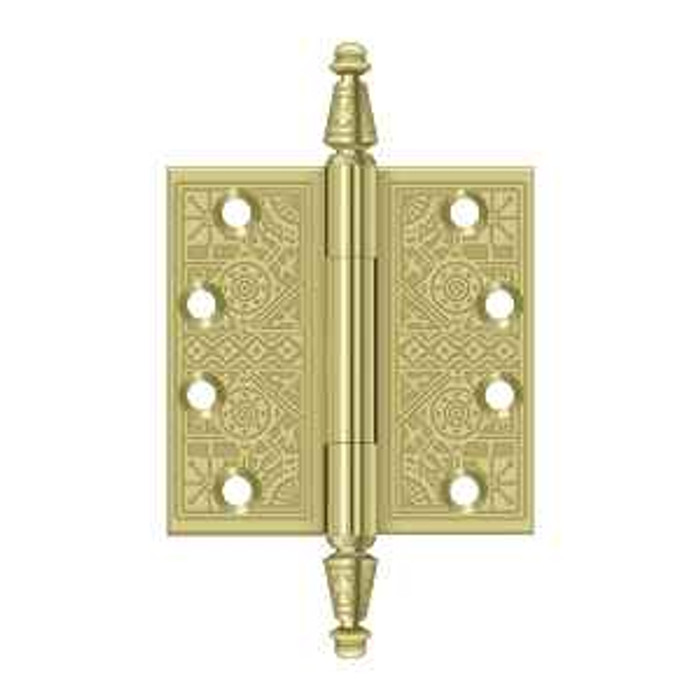 Deltana Deltana DSBP44 Ornate Hinge, 4" x 4" Square Corners, Solid Brass (Pair) DEL-DSBP44