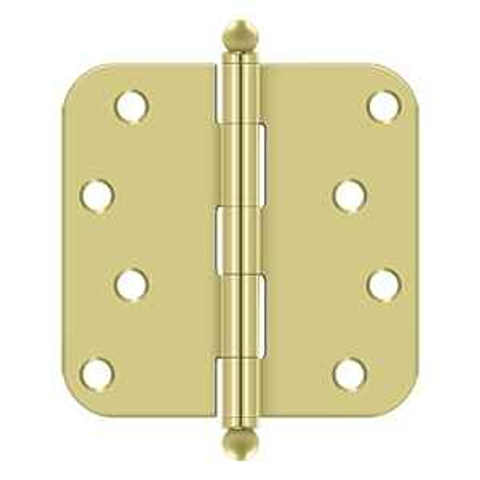 Deltana Deltana S44R5-BT Steel Hinge with Ball Tips, 4" x 4" x 5/8" Radius Corners (Pair) DEL-S44R5-BT