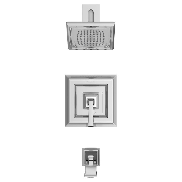 American Standard Town Square S 2.5 gpm/9.5 L/min Tub and Shower Trim Kit With Single Function Showerhead, Double Ceramic Pressure Balance Cartridge With Lever Handle - AMS-TU455502