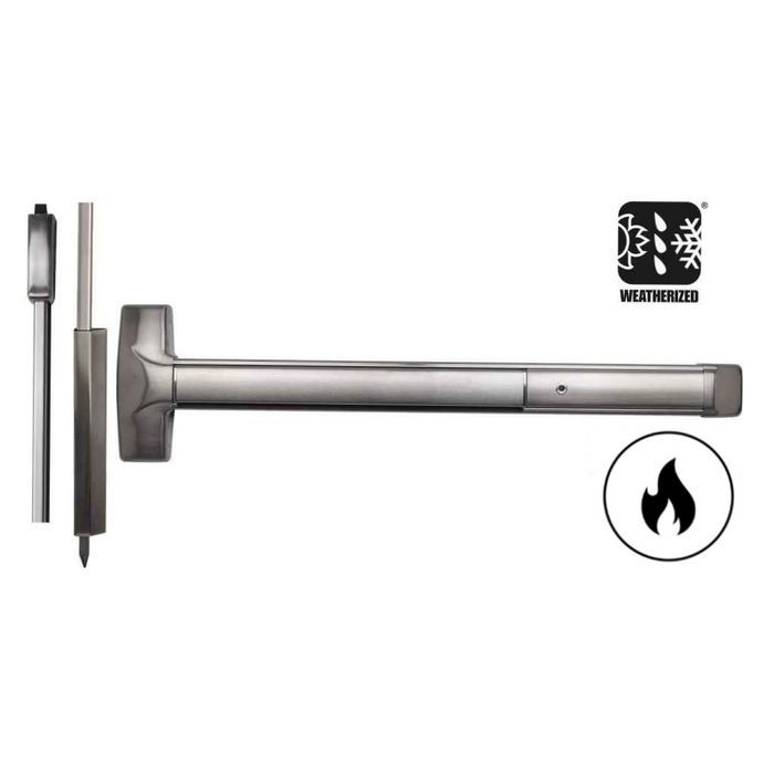 Detex Advantex Series 20xW Fire Rated Weatherized Surface Vertical Rod Exit Device for 36" Wide Stile Doors