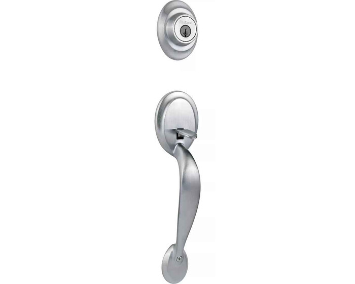 Kwikset KWI-687DALIP-S.DS Dakota Single Cylinder Exterior Handleset SmartKey with RCAL Latch and Dual RCS and 5303 Full Lip Strike