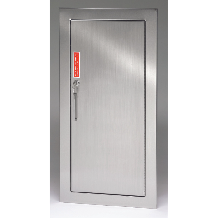 Larsens 2409 Fire Extinguisher Cabinet, Architectural Series, ADA Compliant, 10 lb, Stainless Steel, Non-Fire-Rated, Full Glass/Horizontal Duo/Vertical Duo/Solid Door