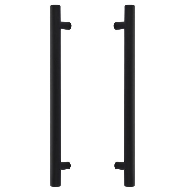 Emtek Long Door Pulls in Flat Black (US19) – Round Profile, Back-to-Back Mounting configuration
