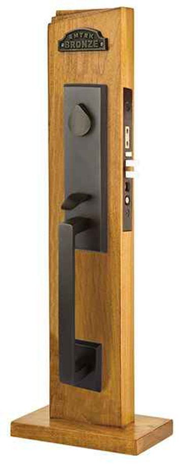Emtek Emtek 3340 Rustic Modern Rectangular Sandcast Bronze Mortise Entrance Handleset - Entry Set EMTEK-3340