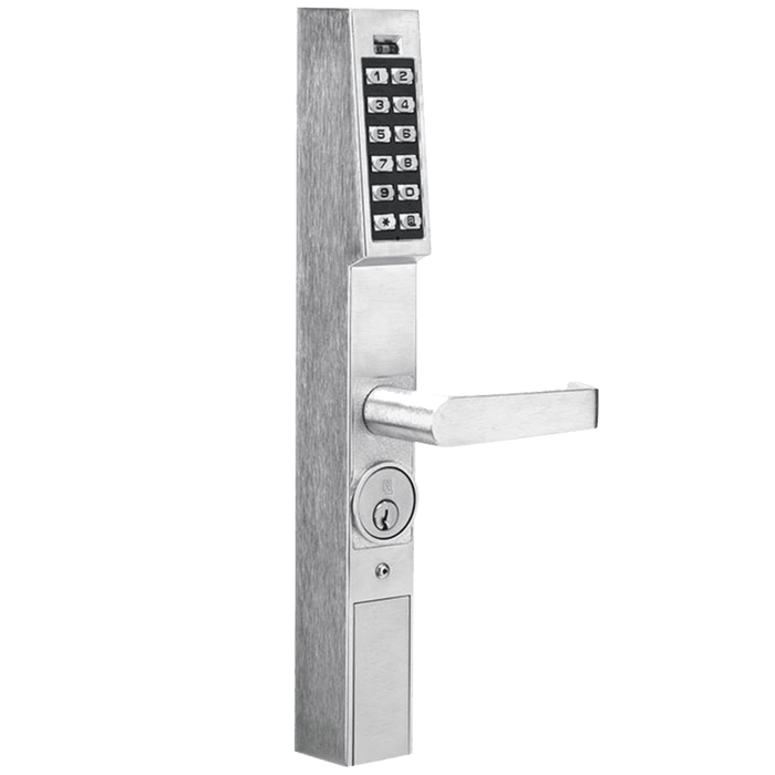 Alarm Lock DL1200 - Narrow Stile Pushbutton Aluminum Door Trim Retrofit Glass Doors with Latch Locks Alarm Lock DL1200 - Narrow Stile Pushbutton Aluminum Door Trim Retrofit Glass Doors with Latch Locks