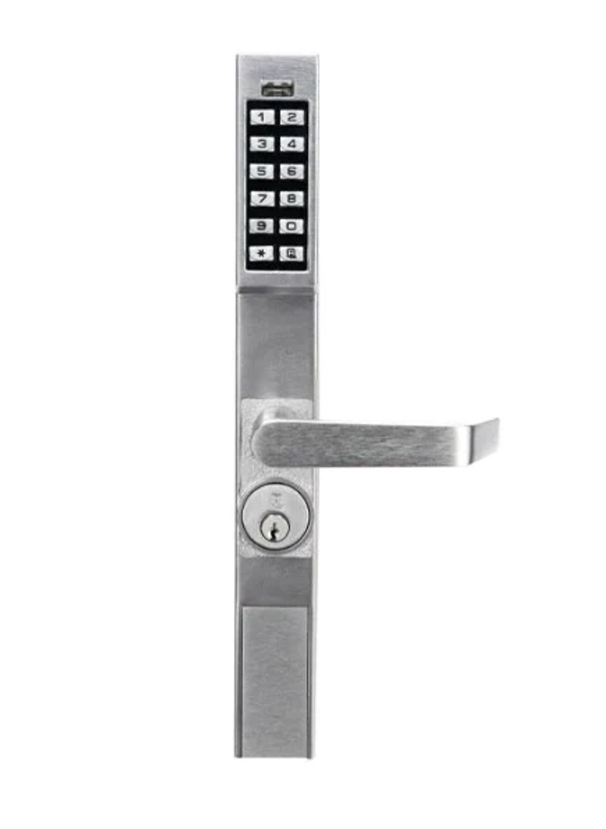 Alarm Lock DL1200 - Narrow Stile Pushbutton Aluminum Door Trim Retrofit Glass Doors with Latch Locks