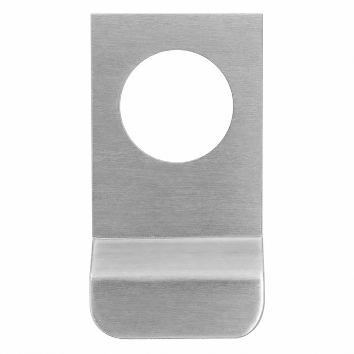 Don-Jo 1874 Cylinder Pull, 630 Satin Stainless Steel, front view showing 1-1/4" cylinder hole and 5/8" projection pull tab