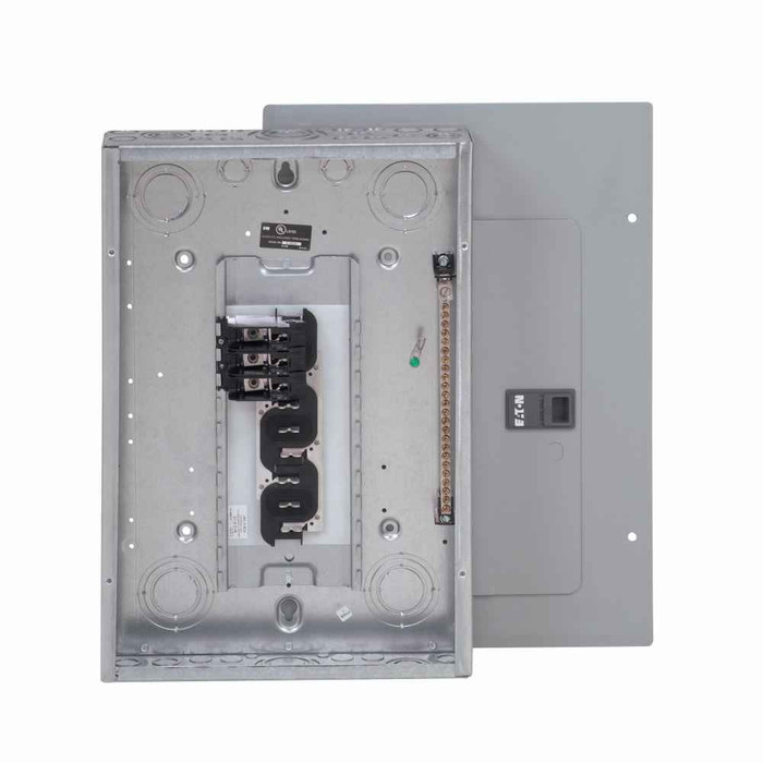 Eaton BR main lug loadcenter,No feed-thru lugs, includes BREQS125 hold-down screw,Main lug,125 A,C1,Aluminum,Cover included,Metallic,10 kAIC,BR,Combination, 1,24 Circuits,12 Spaces,Four-wire,Three-,208 Y/120, 240 V,#6-2/0 AWG Cu/Al