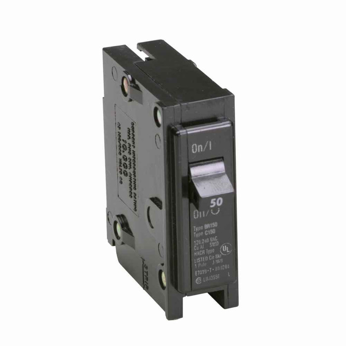 Eaton BR thermal magnetic ,Type BR 1-Inch plug-on ,50 A,10 kAIC,Single-pole,120/240V,BR,#14-4 AWG Cu/Al,BR,Type BR Loadcenters