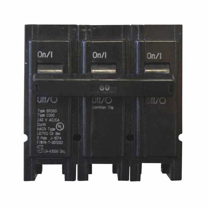 Eaton BR thermal magnetic ,Type BR 1-Inch plug-on ,60 A,10 kAIC,Three-pole,240V,BR,Common trip,#4-1/0 AWG Cu/Al,Q28,BR,Type BR Loadcenters Eaton BR thermal magnetic ,Type BR 1-Inch plug-on ,60 A,10 kAIC,Three-pole,240V,BR,Common trip,#4-1/0 AWG Cu/Al,Q28,BR,Type BR Loadcenters