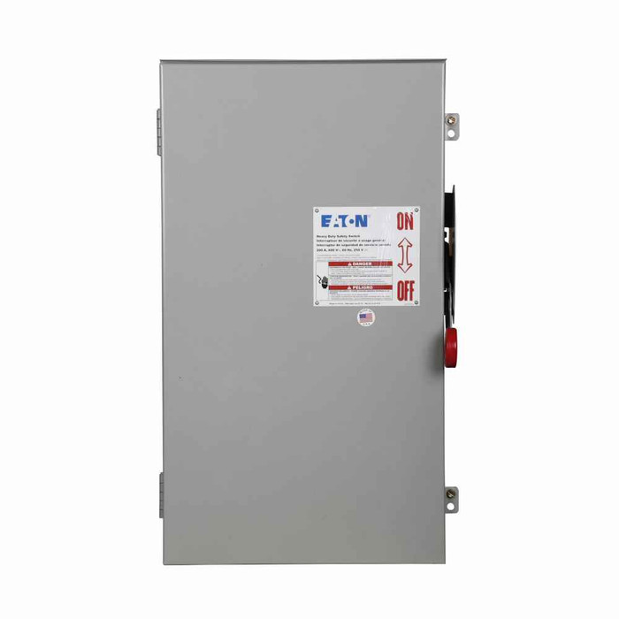 Eaton Heavy duty single-throw non-fused safety switch, Single-throw, 200A, 3R, Painted galvanized steel, Non-fusible, Three-pole, Three-wire, 15 at 240 Vac TD 1 Ph, 50 at 480 Vac TD 1 Ph, 50 at 600 Vac TD 1 Ph, 60 at 240 Vac TD 3 Ph
