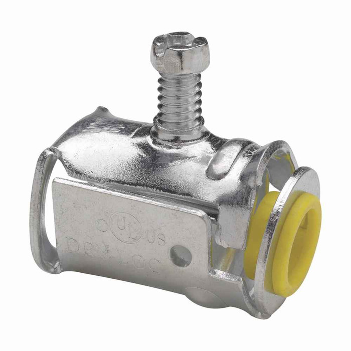 Crouse-Hinds Eaton series Quick-Lok QLK connector, 0.385-0.600" cable opening, AC/MC and FMC, Single, Steel, 1/2"