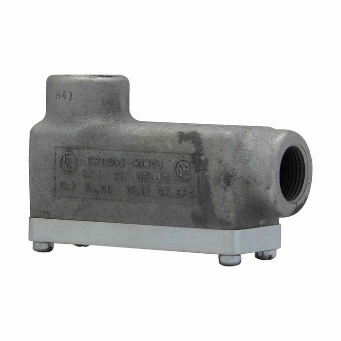Crouse-Hinds Eaton series Condulet OE conduit outlet body with cover, Feraloy iron alloy, LB shape, 1/2"