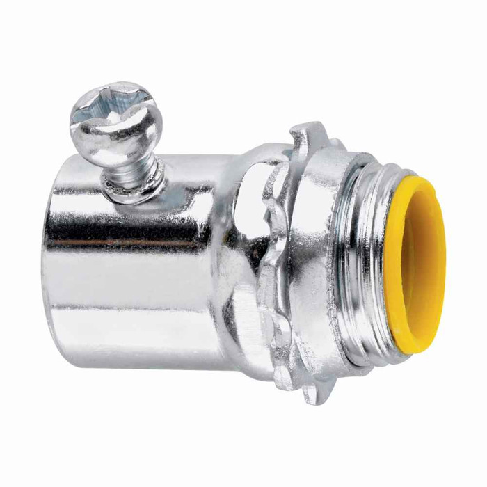 Crouse-Hinds Eaton series EMT set screw type connector, EMT, Straight, Insulated, Steel, 1/2"