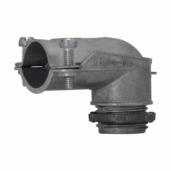 Crouse-Hinds Eaton series squeeze type connector, FMC, 90° angle, Non-insulated, Zinc die cast, 1-1/4"