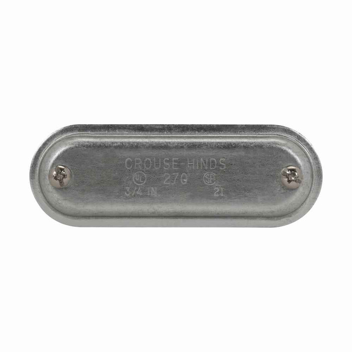 Crouse-Hinds Eaton series Condulet Form 7 wedge nut cover with integral gasket, Sheet steel, 2"