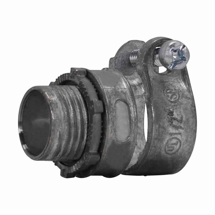 Crouse-Hinds Eaton series squeeze type connector, FMC, Straight, Non-insulated, Zinc die cast, 1/2"