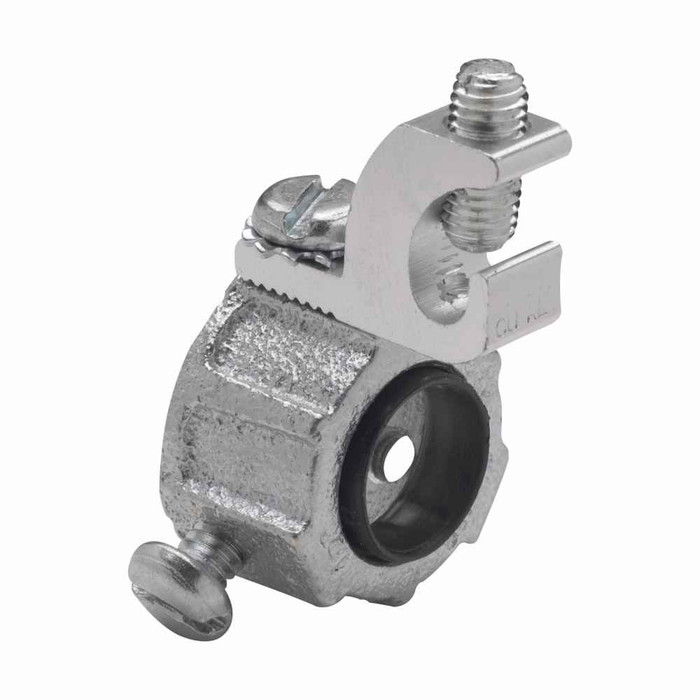 Crouse-Hinds Eaton series HGLS grounding bushing, Rigid/IMC, Aluminum lug, #3/0-6 AWG, Malleable iron, 150°C, Threadless, 4", Set screw