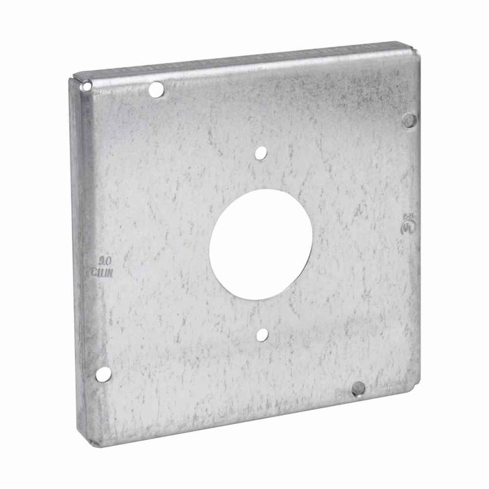 Crouse-Hinds Eaton series Square Surface Cover, 4-11/16", Raised surface, Steel, For one 20 amp single receptacle 1.620" diameter, 9.0 cubic inch capacity