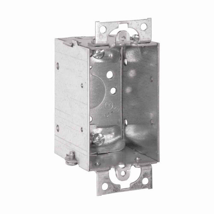 Crouse-Hinds Eaton series Switch Box, 1/2", 2, NM clamps, 2", Steel, Ears, Gangable, 10.0 cubic inch capacity Crouse-Hinds Eaton series Switch Box, 1/2", 2, NM clamps, 2", Steel, Ears, Gangable, 10.0 cubic inch capacity