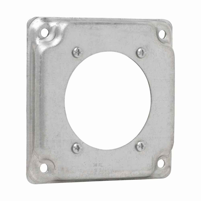 Crouse-Hinds Eaton series Square Surface Cover, 4", Raised surface, Steel, For one 30-50 amp receptacle 2-9/64" diameter, 5.5 cubic inch capacity