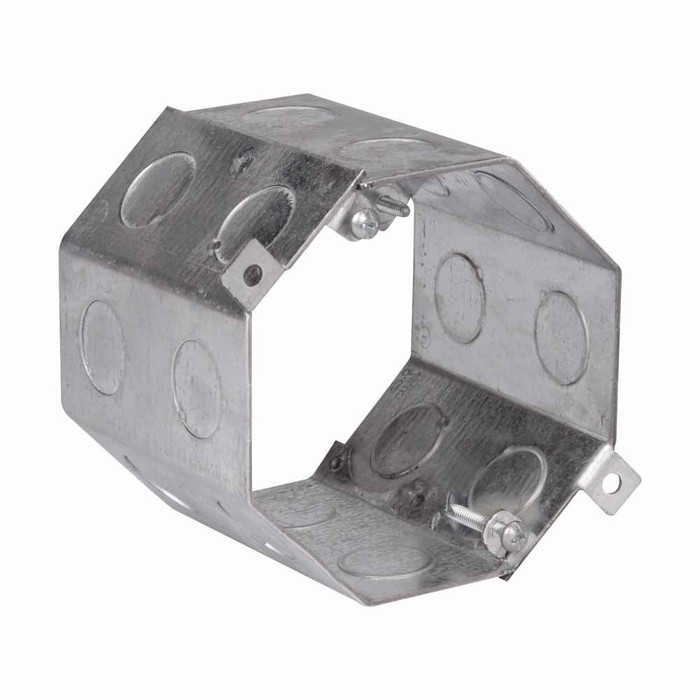 Crouse-Hinds Eaton series Octagon Concrete Box, 4", 4", Steel, 1/2" and 3/4" double row, 47.0 cubic inch capacity