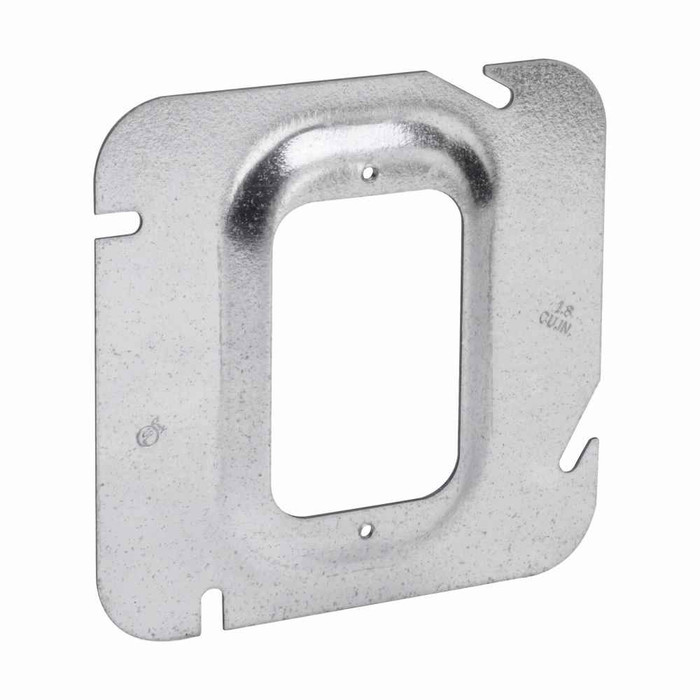 Crouse-Hinds Eaton series Square Cover, 4-11/16", Natural, Raised surface, one device, Steel, 3/4" raised, 5.0 cubic inch capacity