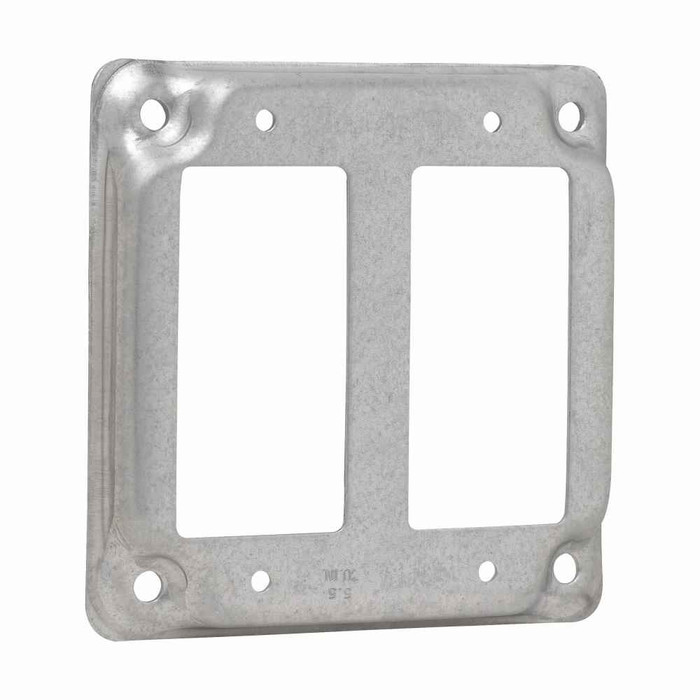 Crouse-Hinds Eaton series Square Surface Cover, 4", Raised surface, Steel, For two GFCI receptacles, 5.5 cubic inch capacity