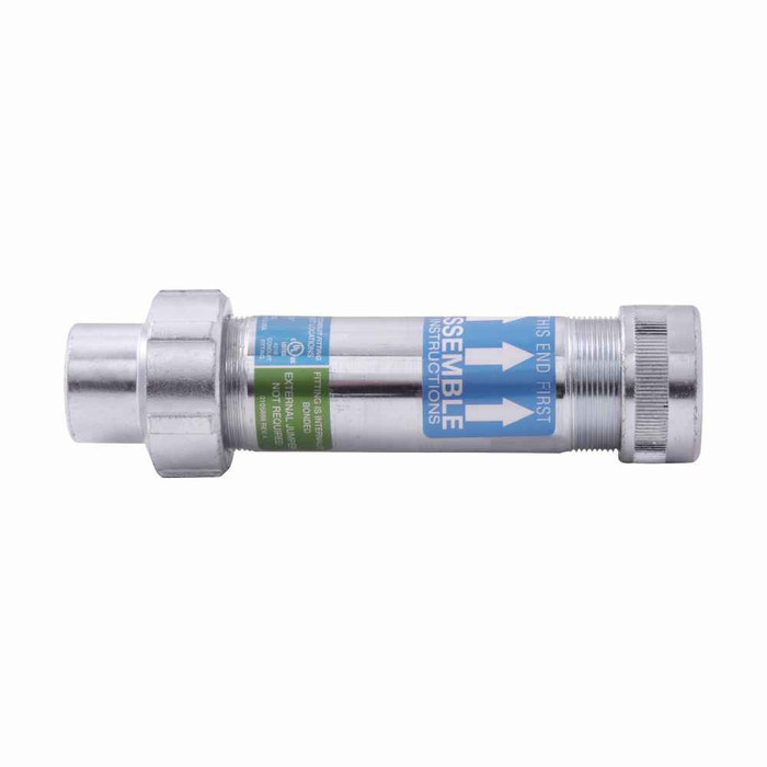Crouse-Hinds Eaton series XJG expansion coupling, Rigid/IMC, Steel, Hot dip galvanized finish, 4" maximum conduit movement, 1-1/2" trade size