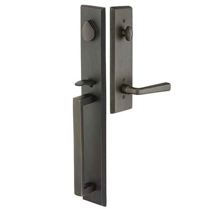 Emtek Emtek 451623 Rustic Modern Rectangular Full Length Entrance Handleset - Sandcast Bronze Tubular - Single Cylinder EMTEK-451623