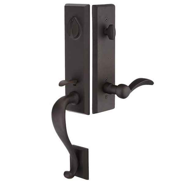 Emtek Emtek 451512 Rectangular Monolithic Entrance Handleset - Sandcast Bronze Tubular - Single Cylinder EMTEK-451512