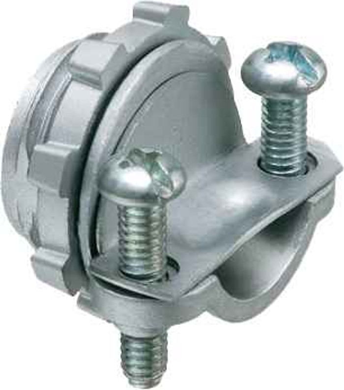 Arlington Industries NM cable connector zinc die-cast. 2 screw clamp type. Handles combinations of NM cable from #14 to #10. Up to 3 NM cables at one time.