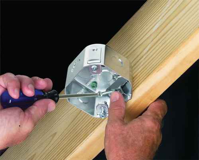 Arlington Industries Steel one box designed for new construction or retrofit. Side mounts to joist. 70lb fan rated, 50lb fixture rated. 2-3/8 box depth. 23.0 cu.
