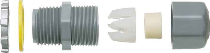 Arlington Industries Non-metallic, 1/2" UF connector with low profile design for smaller and sized underground feeder cable.