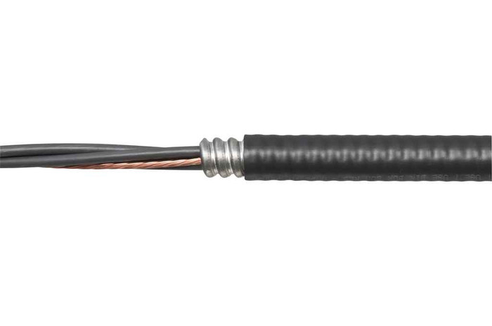 Arlington Industries Liquid tight concrete tight zinc fitting for PVC jacketed MC cable and tech90 cable. Cable Range .550 to .765. 1/2" Trade Size.