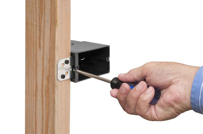 Arlington Industries Non-Metallic box for new construction. Adjustable for wall thicknessess from 1/4" to 1-1/2". Single Gang, Horizontal, 21.0 cu.