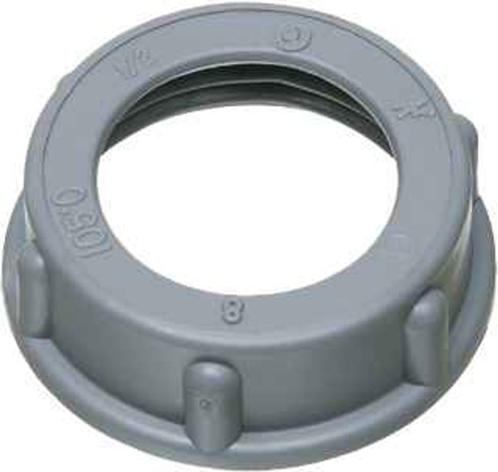 Arlington Industries 1" Plastic insulated bushing with a temperature rating of 105 degrees celcius