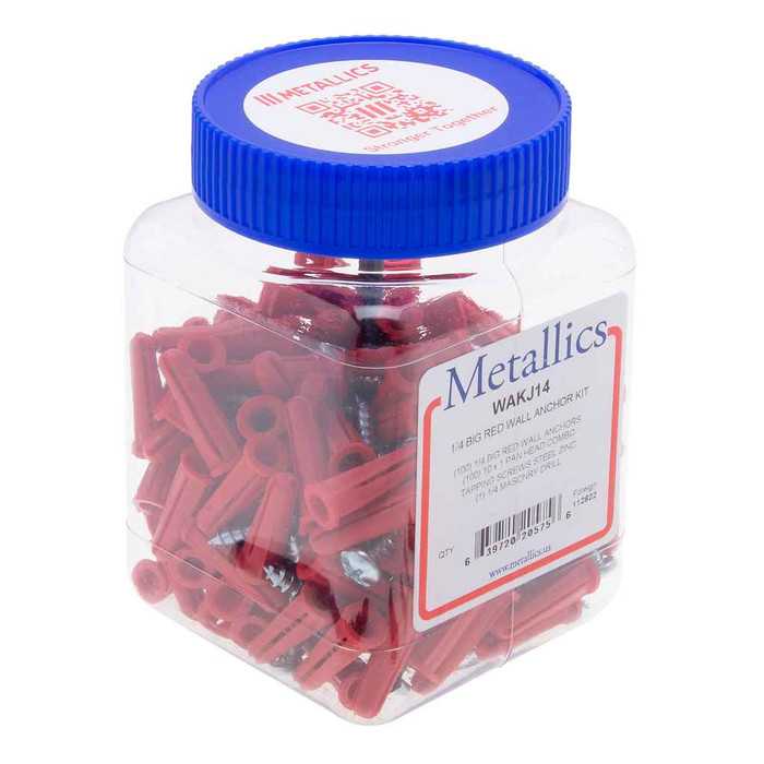 Metallics Anchors 1/4 Red Plas Wall Ancr Kit, 10
