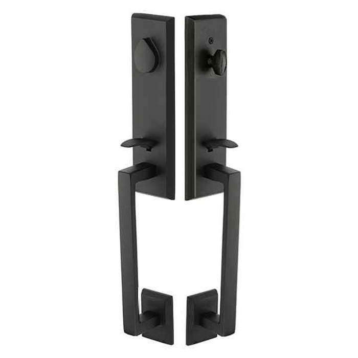 Emtek Emtek 453525 Rustic Modern Rectangular Monolithic Grip by Grip Entrance Handleset - Sandcast Bronze Tubular - Single Cylinder EMTEK-453525