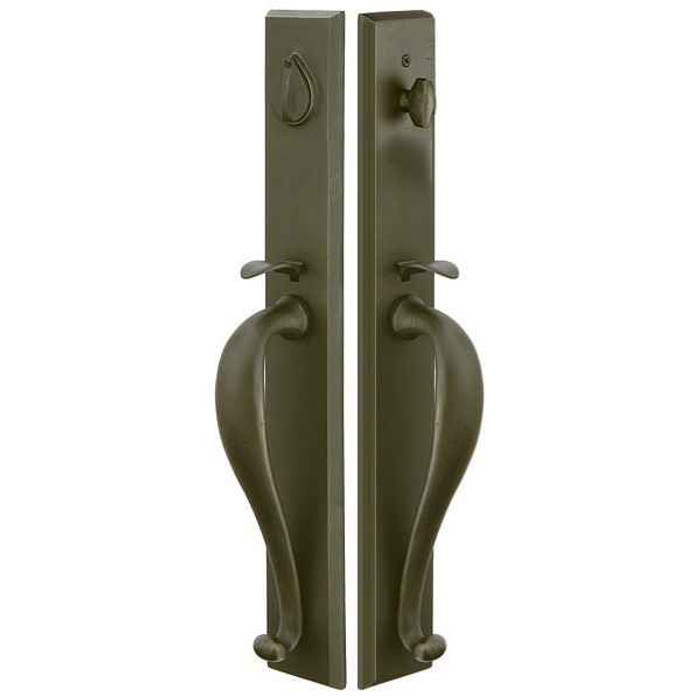Emtek Emtek 453636 Rectangular Full Length Grip by Grip Entrance Handleset - Sandcast Bronze Tubular - Single Cylinder EMTEK-453636