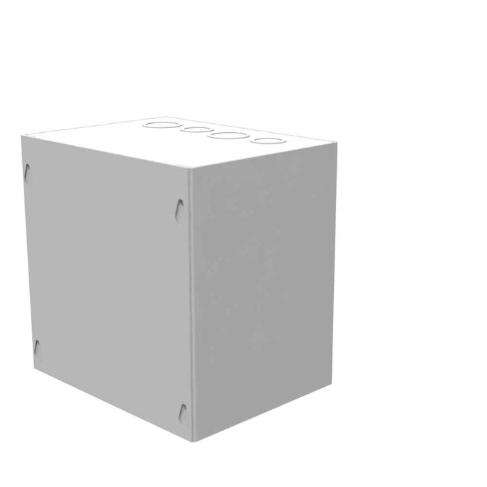 Milbank 8x6x8 Screw Cover Type 1 UL Listed Steel Knockouts ANSI 61 Gray Cover With Teardrop Slots Mounting Holes In Back