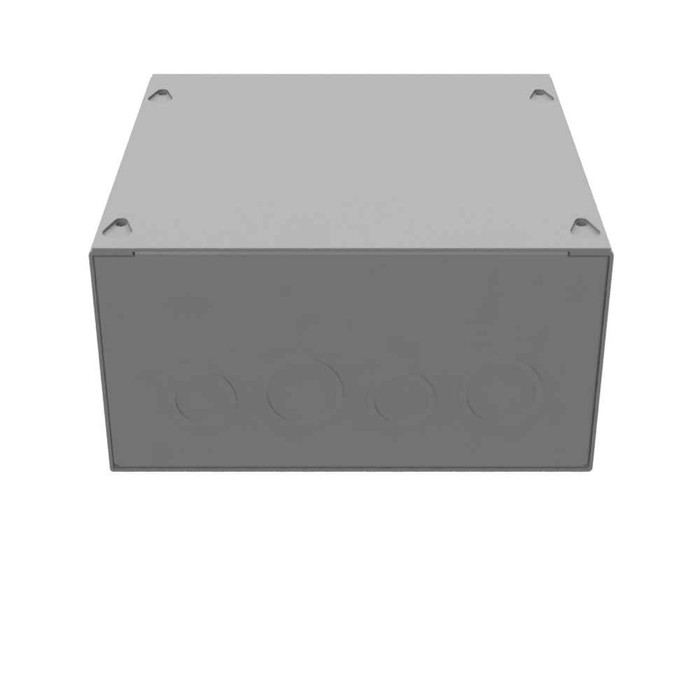 Milbank 8x4X8 Screw Cover Type 1 UL Listed Steel Knockouts ANSI 61 Gray Cover With Teardrop Slots Mounting Holes In Back