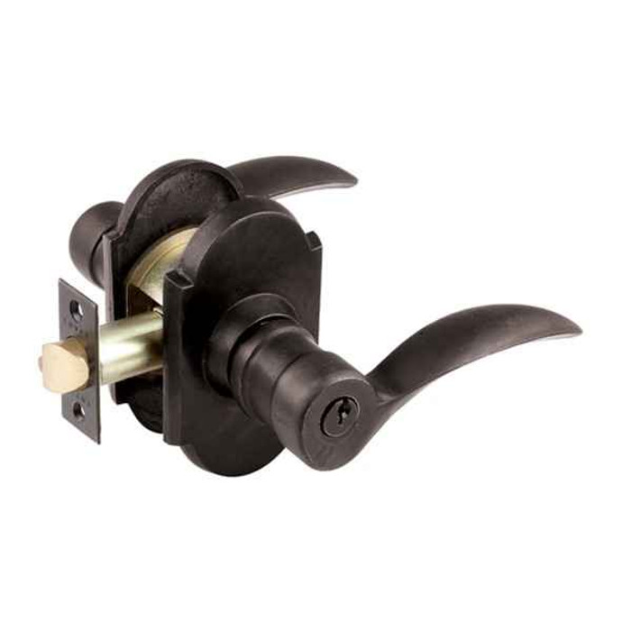 Emtek Emtek Sandcast Bronze Key In Leverset - Durango Lever with Rosette Options - Single Cylinder EMTEK-DURANGO-LEVER-KEY-IN-LOCKSET