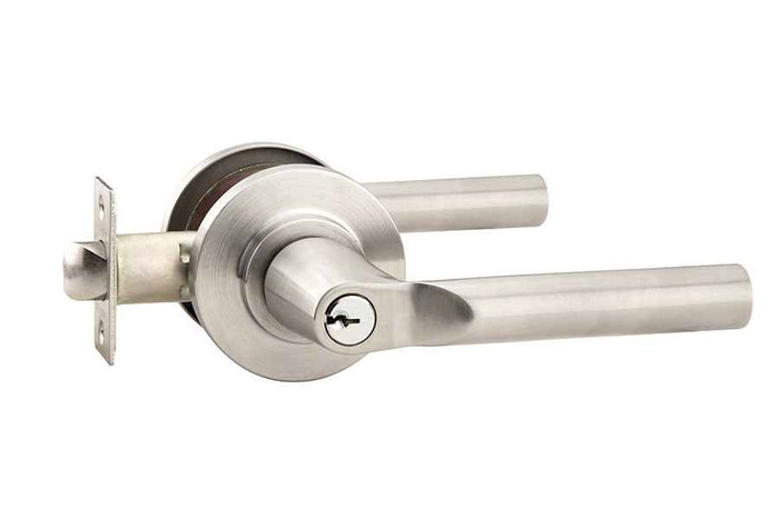Emtek Emtek Stainless Steel Key In Leverset - Hanover Lever with Disc Rosette - Single Cylinder EMTEK-HANOVER-LEVER-KEY-IN-LOCKSET-SS