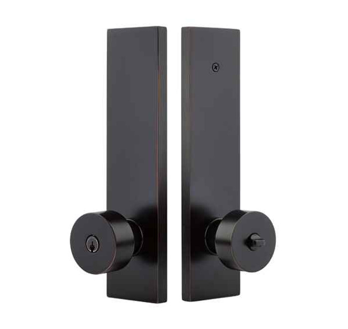 Emtek Emtek 5302 Modern Rectangular Single Point Lockset with Round Knobs - Single Cylinder EMTEK-5302-ROU