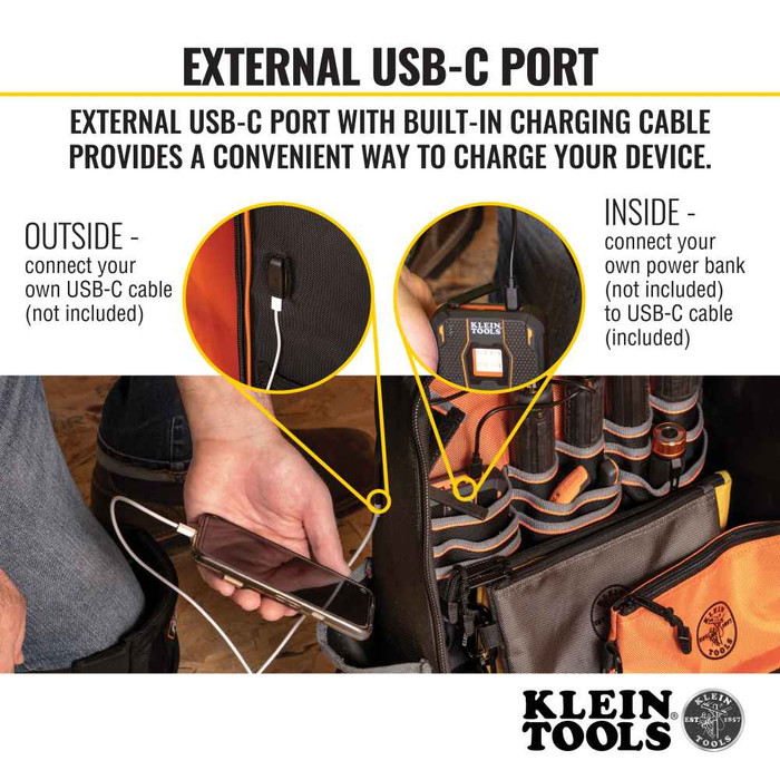 Klein Tools Tradesman Pro™ XL Tool Bag Backpack, 40 Pockets