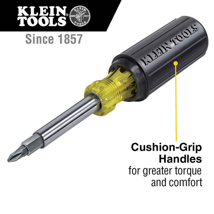 Klein Tools Multi-Bit Screwdriver / Nut Driver, 11-in-1, Ph, Sl, Sq, TORX® Bits