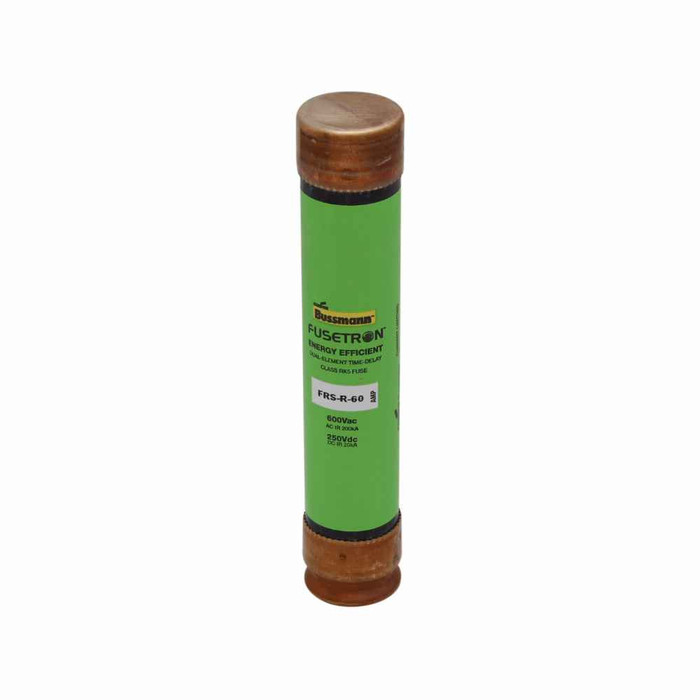 Bussmann Eaton series FRS-R fuse, 50 A, Dual, Class RK5, Non-indicating, Ferrule end x ferrule end, 10 sec at 500%, 20 kAIC at 250 Vdc,200 kAIC at 600