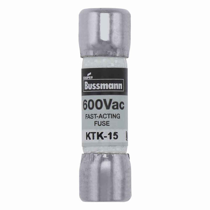 Bussmann Eaton series KTK fuse, LIMITRON Fast-acting fuse, Control circuits, lighting circuit protection, meter circuits, 15 A, Non-indicating, Ferrul