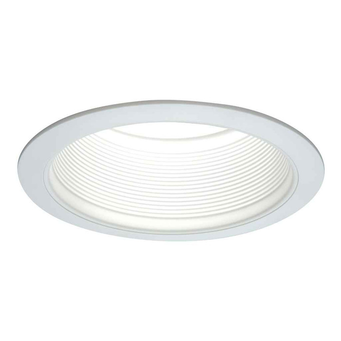 Halo 6" White Tapered Metal Baffle, 2-White Rings Narrow & Wide